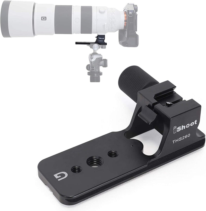 iShoot Lens Collar Replacement Foot, Tripod Mount Rings Stand Base Compatible with Sony FE 200-600mm f/5.6-6.3 G OSS Lens SEL200600G, Built-in Arca-Swiss Fit Camera Quick Release Plate Dovetail Groove
