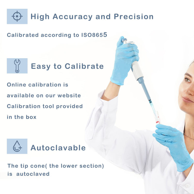 [Australia - AusPower] - ONiLAB Lab Micropipette, Adjustable Volume Single Channel Pipettors,50-200ul, 50-200ul 
