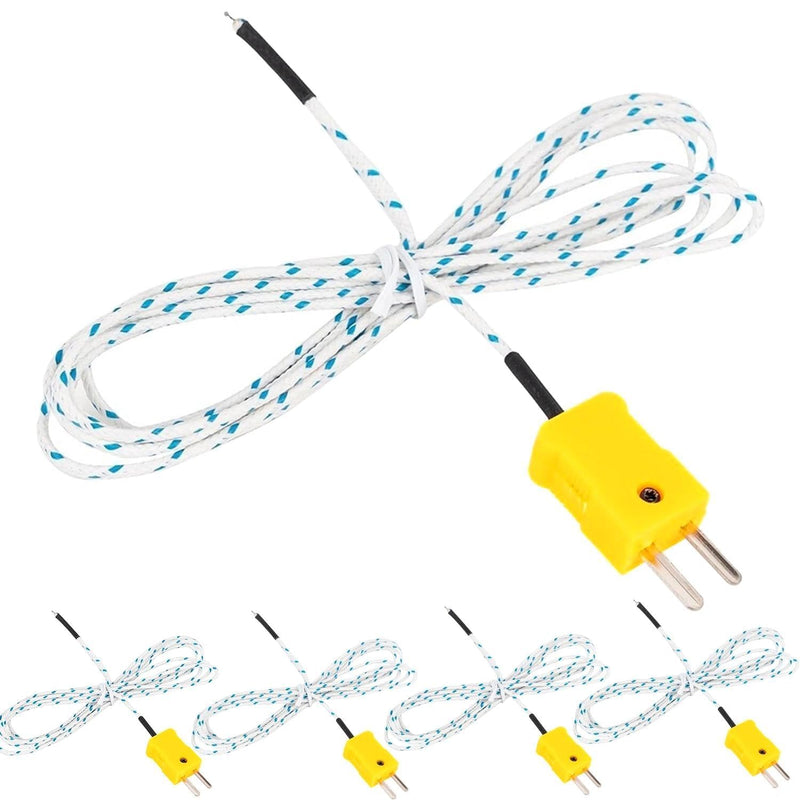 [Australia - AusPower] - 5Pcs K Type Mini-Connector Thermocouple, 3 M/9.8 ft Temperature Probe Sensor, Type K Thermocouple Wire Measure Range -50 to 400 Celsius, Compatible with TM902C/ TES1310 