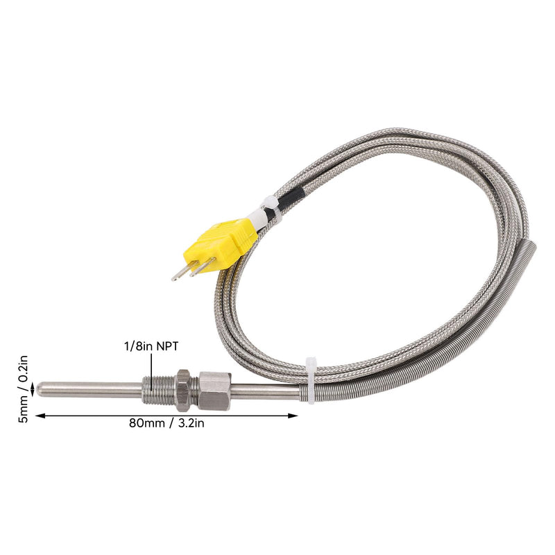 [Australia - AusPower] - K Type Thermocouple 1/8 NPT 80mm Probe for Industrial Temperature Measurement with -100 to 1250 ℃ Range 