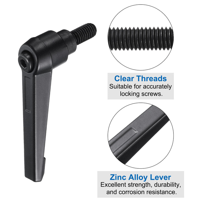 [Australia - AusPower] - uxcell 16pcs Lever Adjustable Handles M8 x 15mm Metric Male Thread, Level Clamping Handle Hand Stud Knobs Rotating Screw Handles Bolts with Locking Lever, Black 