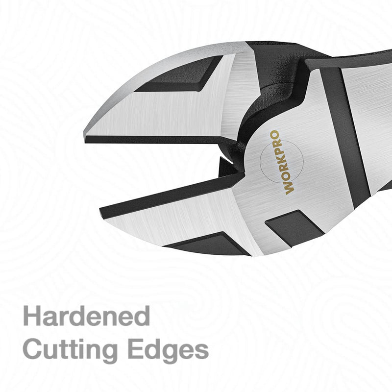 [Australia - AusPower] - WORKPRO 7-Inch Diagonal Pliers in CRV Steel for Cutting Wires, Bi-material Handle Comfort Grip 