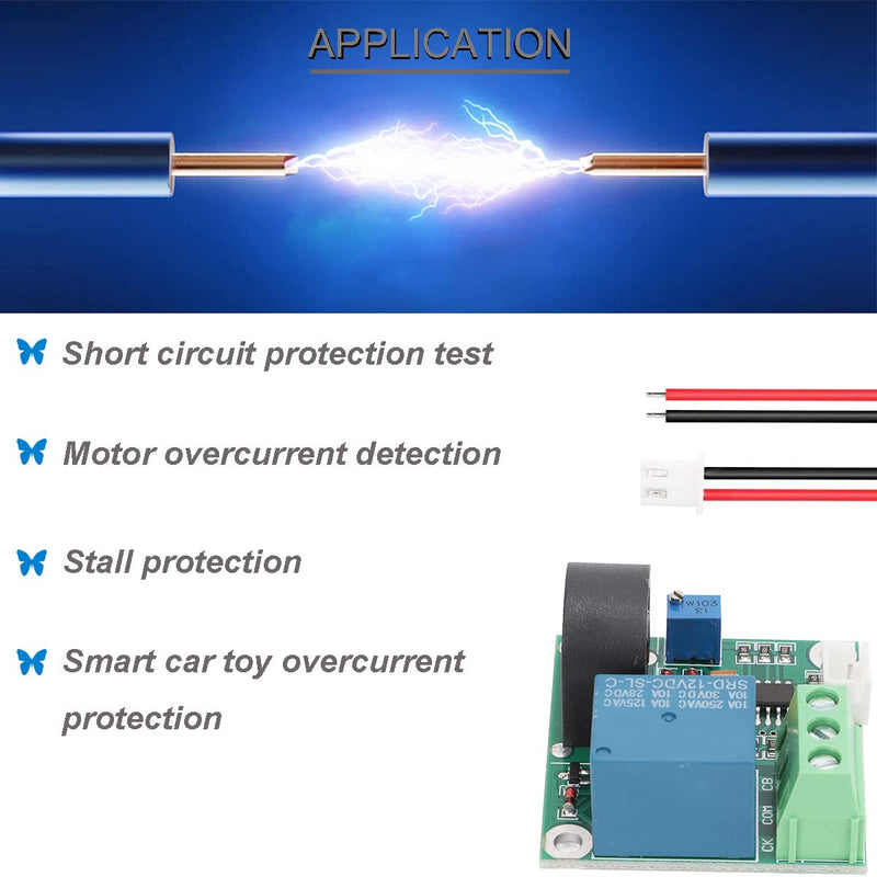 [Australia - AusPower] - 2 pcs Current Detection Sensor AC Current Sensor Module 5V 12V 24V 0-5A Adjustable Relay Protection Module Over-Current Protection Switch Output with Screwdriver (12V) 