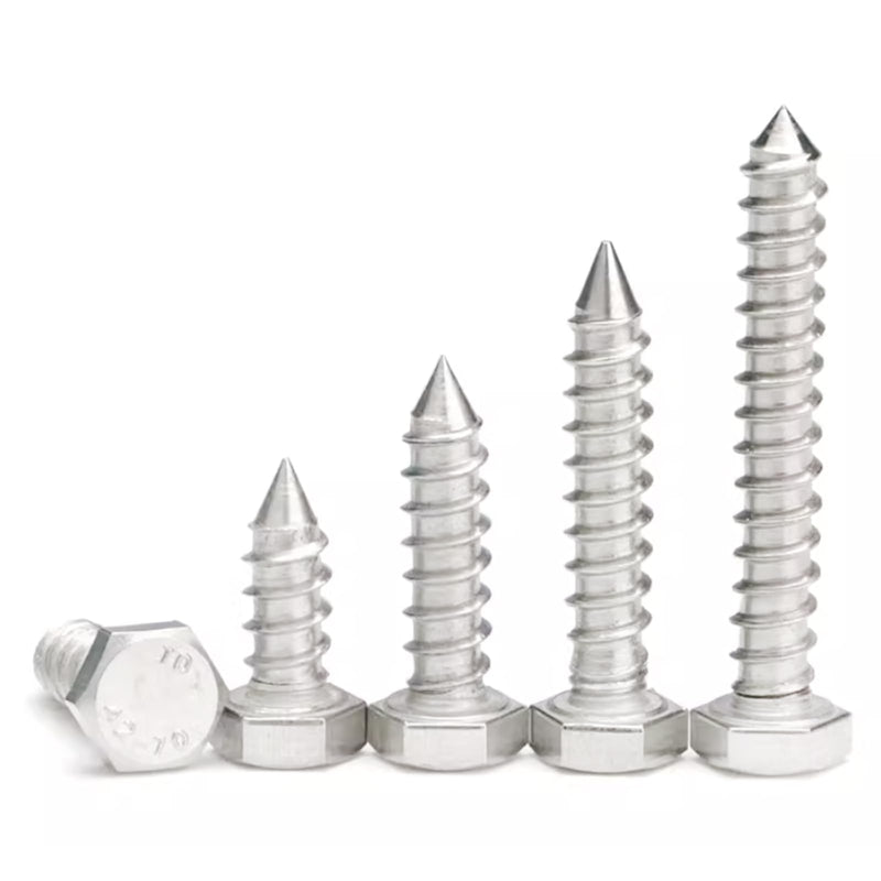 [Australia - AusPower] - 1/2 X 1-1/2" Hex Head Lag Screws Bolts, 304 Stainless Steel 18-8, Hexagon Head Wood Screws Hex Lag Screws, Pack of 5 1/2 X 1-1/2" 