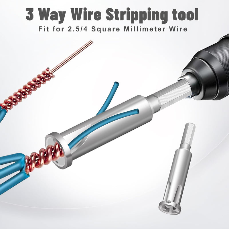 [Australia - AusPower] - 4 Pcs Wire Twister Tool for Drill, Wire Nut Twister Wire Stripper Tool Connector Driver with 1/4" Chuck Cable Quick Stripping Electricians Tools 4 
