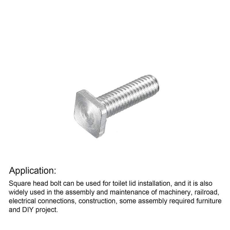[Australia - AusPower] - uxcell Square Head Bolt, 10pcs M6x20mm Fully Thread Carbon Steel Grade 4.8 Square Machine Screws 20mm 10 
