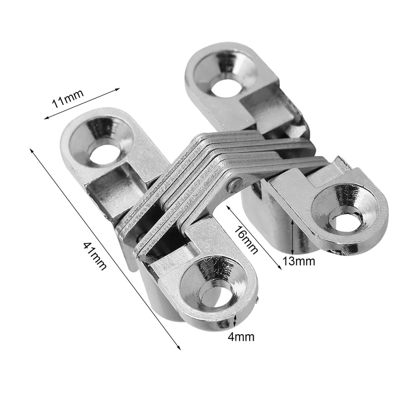 [Australia - AusPower] - 2pcs 180 Degree Hidden Hinges, Zinc Alloy Invisible Concealed Cross Door Hinge Easy Installation Furniture Cabinet Kit (XS) 