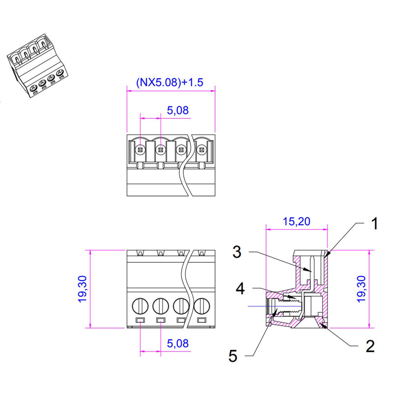 [Australia - AusPower] - 30Set 2 Pin 5.08mm Pitch Screw Terminal Block Connector Pluggable with Phoenix Plug for 28-12AWG Cable 2Pin (30Set) 