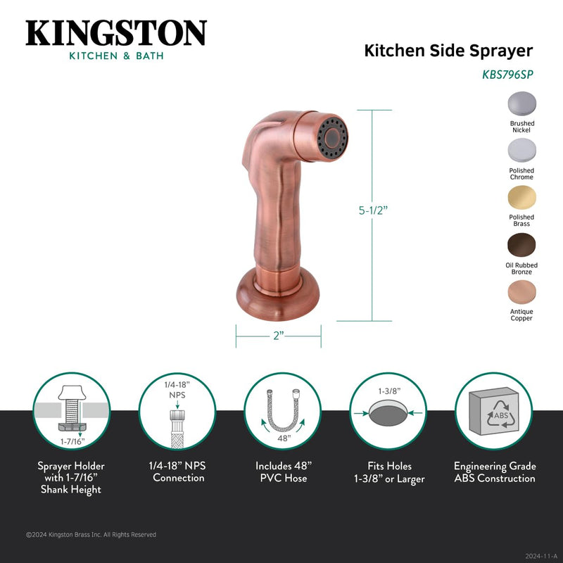 Kingston Brass Gourmetier KBS795SP Kitchen Faucet Sprayer, Oil Rubbed Bronze