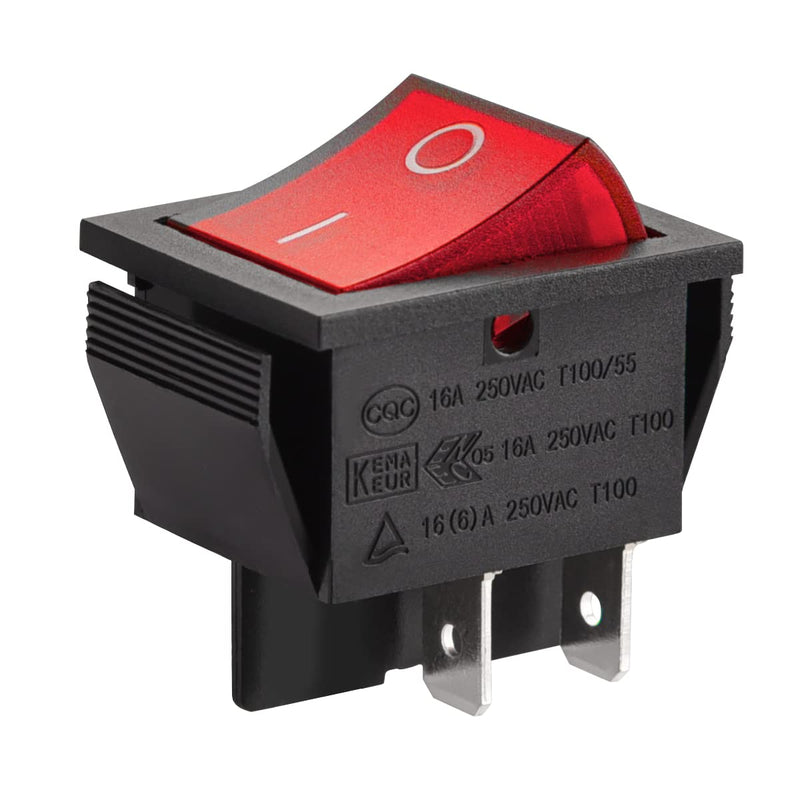 [Australia - AusPower] - Rocker Switch ON-OFF DPST 4 Terminals Red light 16A 250VAC 2Pack 