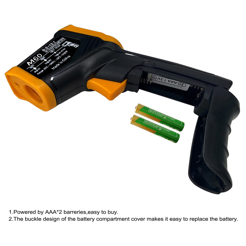 [Australia - AusPower] - Digital Infrared Thermometer Gun -58 to 1112 Degrees Fahrenheit Adjustable Emissivity&MAX&MIN Non Contact IR Thermometer Laser Temperature Gun for Cooking,Food,Pizza,Oven,Grill(not for Human) 