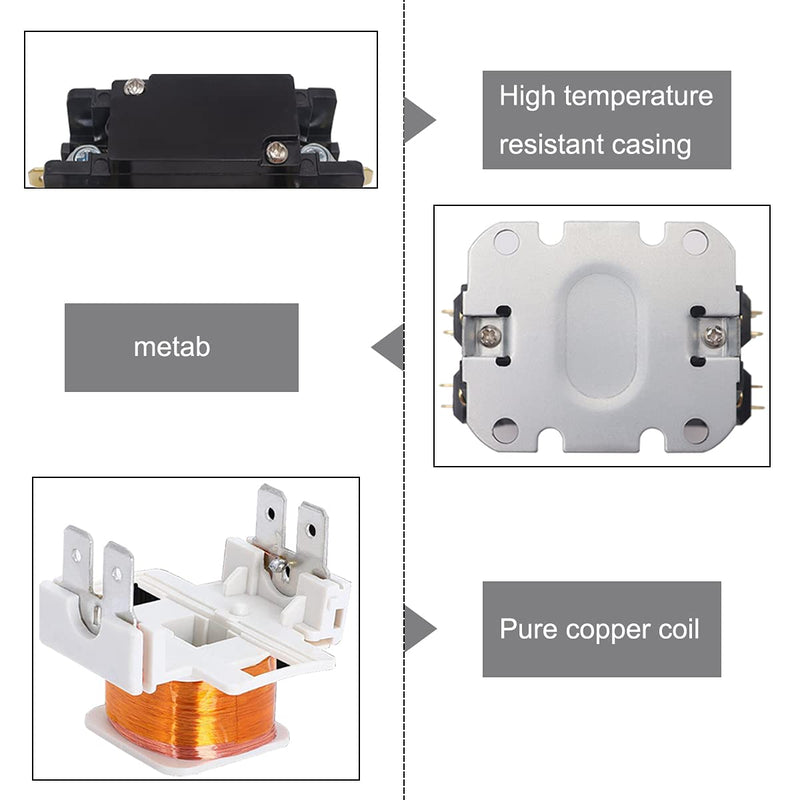 Tnisesm Heavy Duty 1 Poles 30 Amp 24V AC Compressor Contactor Air Conditioner Condenser AC Definite Purpose Contactor 1P-30A-24V 30A-24V 1 pole