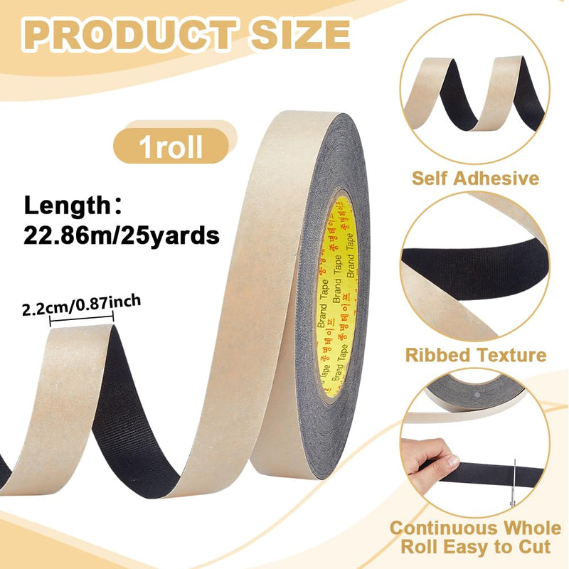 Self-Adhesive Black Grosgrain Ribbon 25 Yards 0.87inch Non-Slip Headband Tape Self Adhesive Polyester Strip for DIY Hair Accessories Sewing Gift Wrapping Crafts Decoration