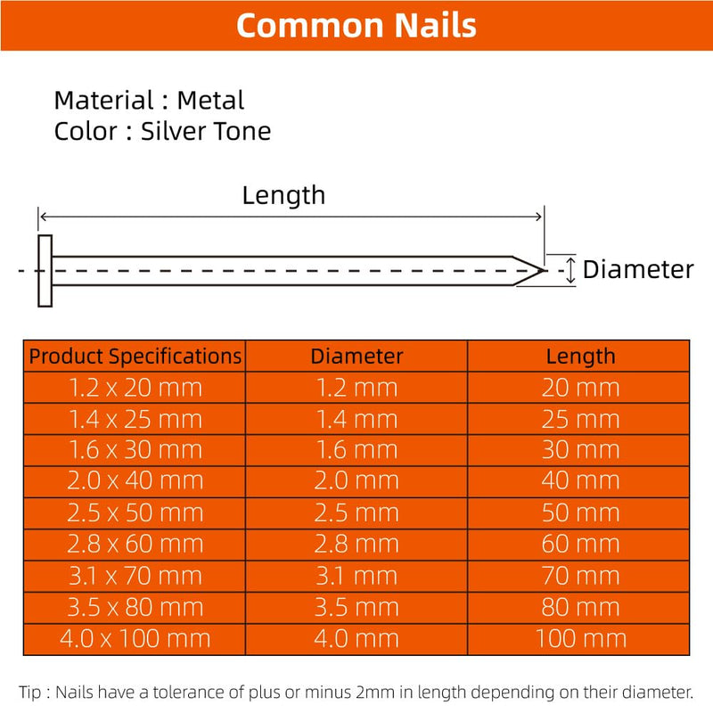 [Australia - AusPower] - 4.0 x 100mm (4" Length) Flat Nails for Picture Wall Hanging, Wood Nails, Common Nails Hanging Nails, 50 PCS 4.0 x 100mm 