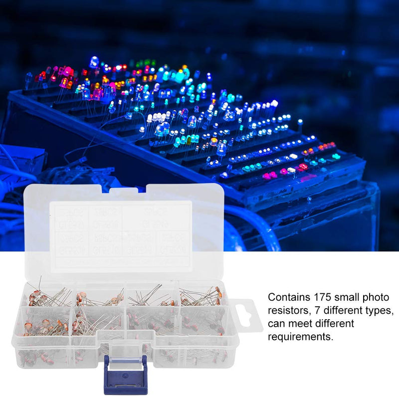 KIMISS 175pcs Photoresistor Kit - GL5506 GL5516 GL5526 GL5528 GL5537 GL5539 GL5549 for Electronics Projects