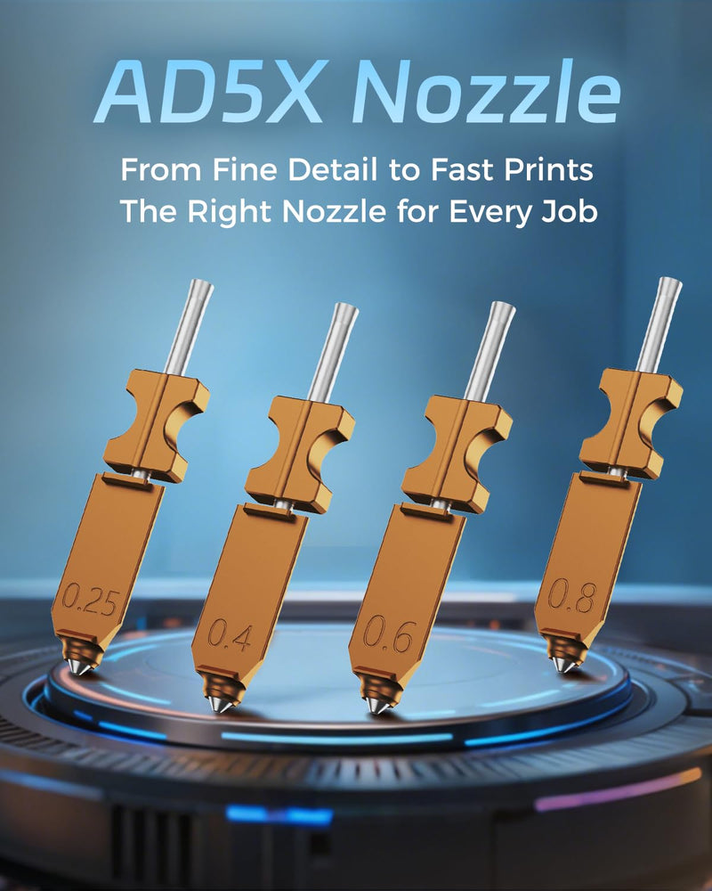 FLASHFORGE AD5X Upgraded 0.25mm Hardened Nozzle, Wear-Resistant, High Flow 32mm³/s Hotend Kit for High-Speed 3D Printers Hardened-0.25 mm