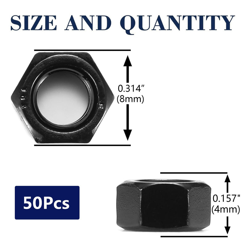 [Australia - AusPower] - M5 x 0.8mm Hex Nuts 50Pcs 304 Stainless Steel 18-8, Full Thread, Hex Drive, Black Oxide by SG TZH M5 50 