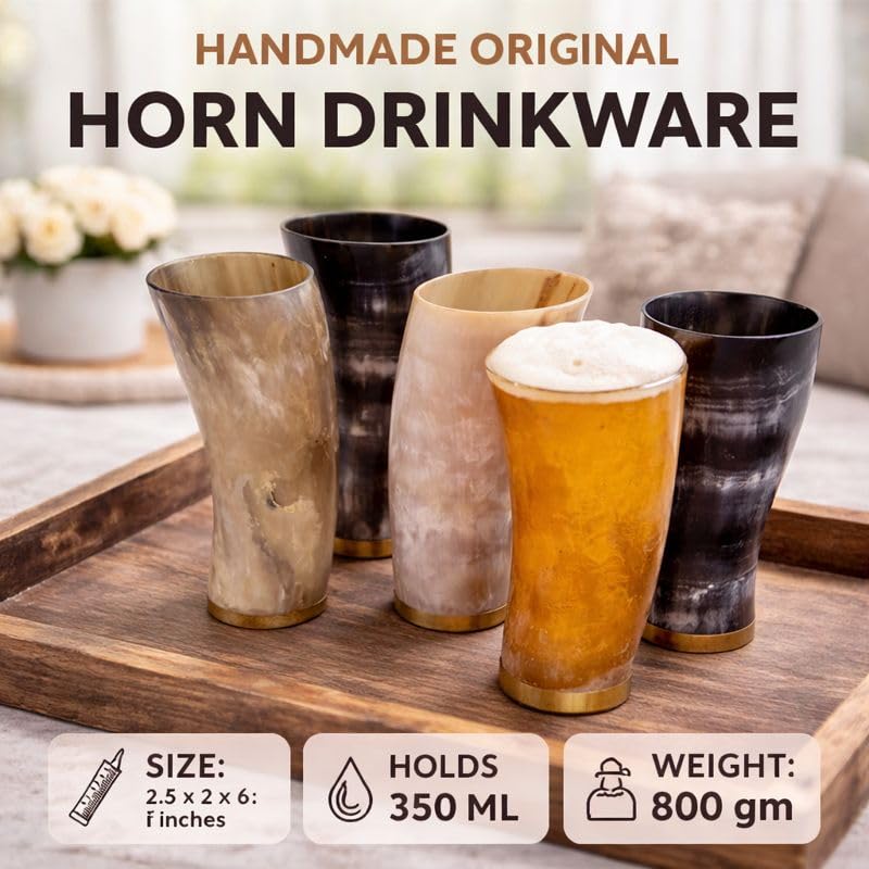 Viking Drinking Horn Glasses Set of 4 friends Handmade Medieval Ale Beer mugs Norse Drinkware for Men celebrational ox horn drinks