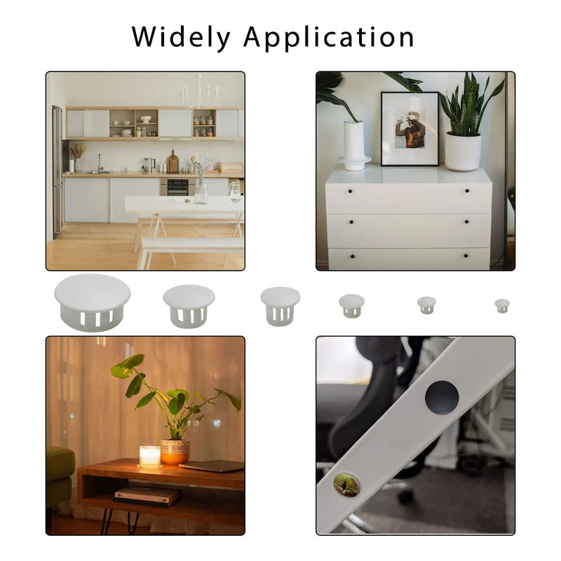 [Australia - AusPower] - 6 Sizes Plastic Hole Plugs, White Hole Plugs, 5mm (0.19"), 6mm (1/4"), 8mm (5/16"),10mm (3/8"), 13mm (1/2"), 25mm/(1"), White Plastic Hole Plugs White Plastic Plugs for Holes Hardware Plugs (155pcs) 
