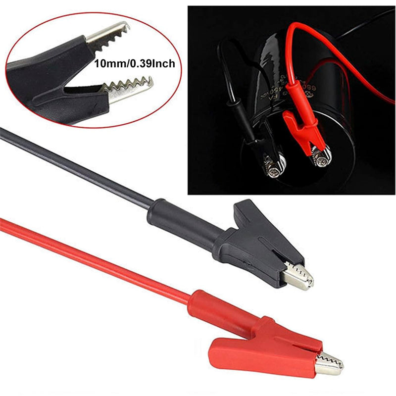 [Australia - AusPower] - Dual-Ended Alligator Clip Electrical Test Leads, 14 Gauge 1000V 15A 3.5ft/1M Jumper Wires Clips, Flexible Protective Copper Cable Crocodile Clip, Wires with Insulators Gator Clips for Testing 2PCS Black-Red 