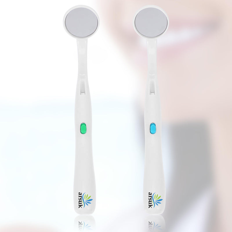 ARSUK 2 x 5.90 inch Blue and Green Dental Inspection Dental LED Mirror with Light Dental Mirror with Light Dental and Oral Care