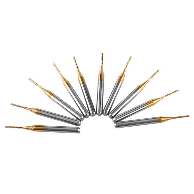 Akozon End Mill Coat Carbide End Mill, Pack of 10 Engraving Bits Cutter 3.175 mm x 1 mm CNC PCB Engraving Bit Set Stitch Tips Burrs