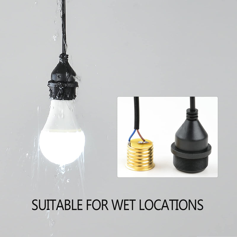 [Australia - AusPower] - 10Foot With Wire Electric Light Socket Waterproof Plug Light Outdoor Plug Light E26/E27 Socket With Wire Electric Light Socket Temporary Building Lighting Waterproof Socket With Wire Electric 6017 (1 Pack)10foot With plug 6017 