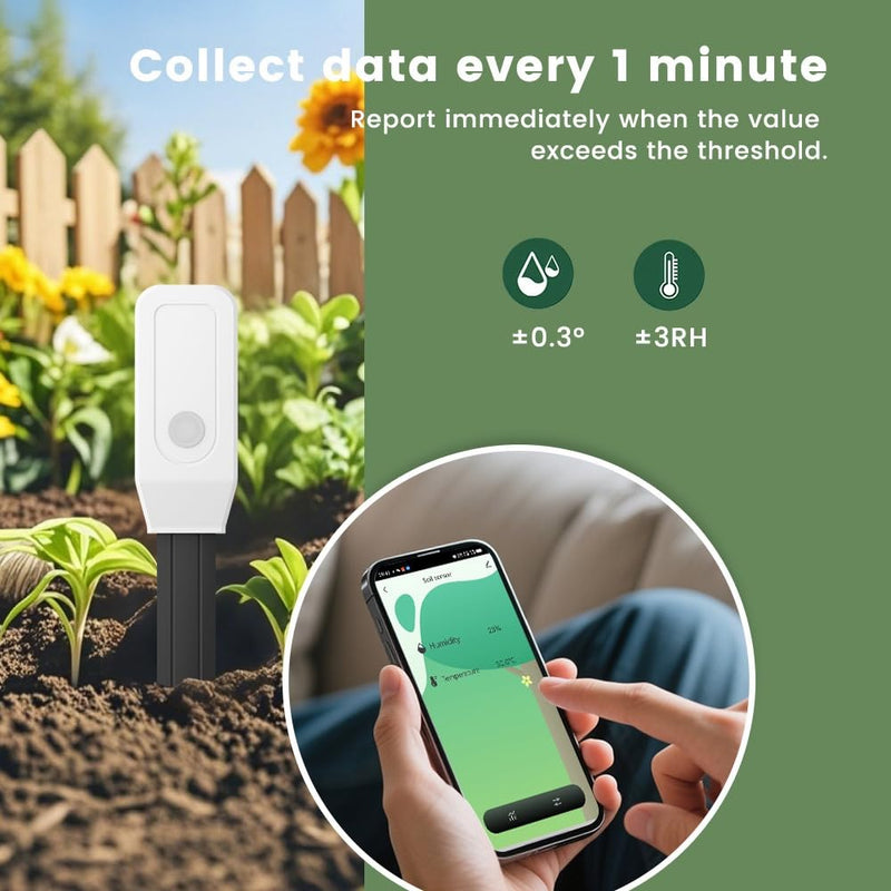 [Australia - AusPower] - Zigbee Smart Soil Sensor, Temperature and Moisture Meter with Tuya App Control, Garden and Greenhouse Monitor 
