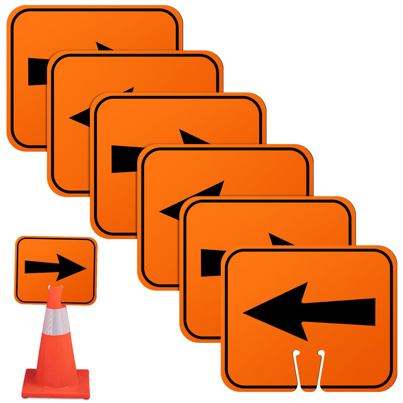 Geetery 6 Pcs Traffic Arrow Orange Detour Signs, Road Cone Top Directional Left Right Go Straight Arrows Sign for Road Barricade Outdoor Construction (Left & Right) Left & Right