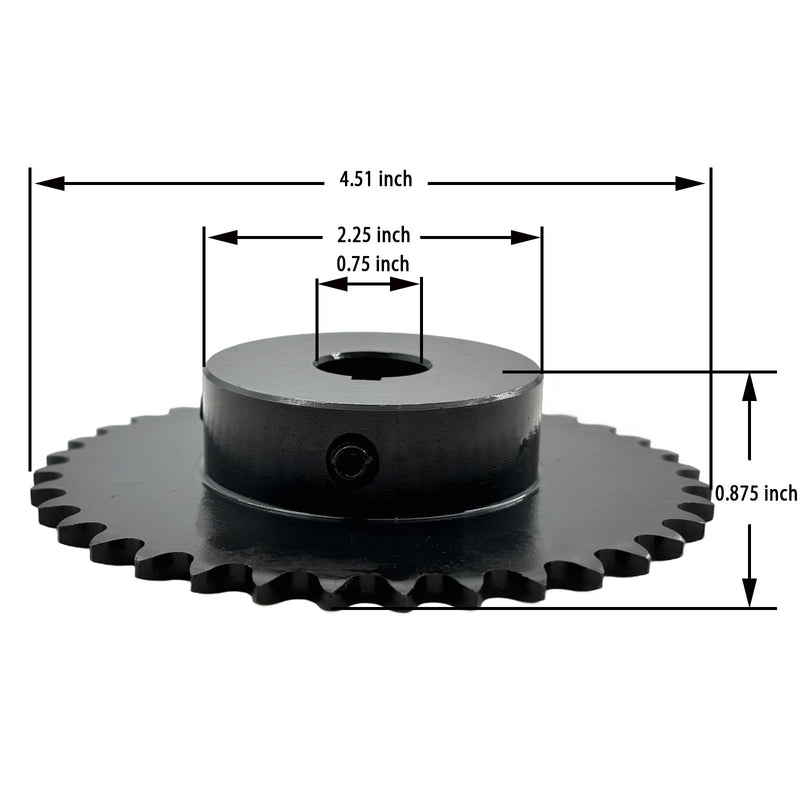 [Australia - AusPower] - #35 Roller Chain Sprocket Type B 3/4 inch Bore 36 Tooth, Hardened Antirust 1045 Steel Drive Sprockets 35B36-3/4 