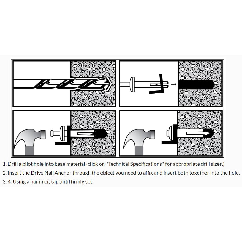 [Australia - AusPower] - 15 Qty 1/4" x 2" Zinc Plated Hammer Drive Nail in Anchors (BCP1010) 