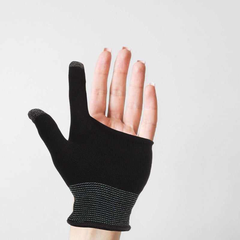 [Australia - AusPower] - 1 Pair Gaming Gloves Touchscreen Gloves Finger Sleeve for Gaming Anti Sweat Game Controller Finger Thumb Sleeve Breathable Finger Covers for Mobile Phone Game Black 