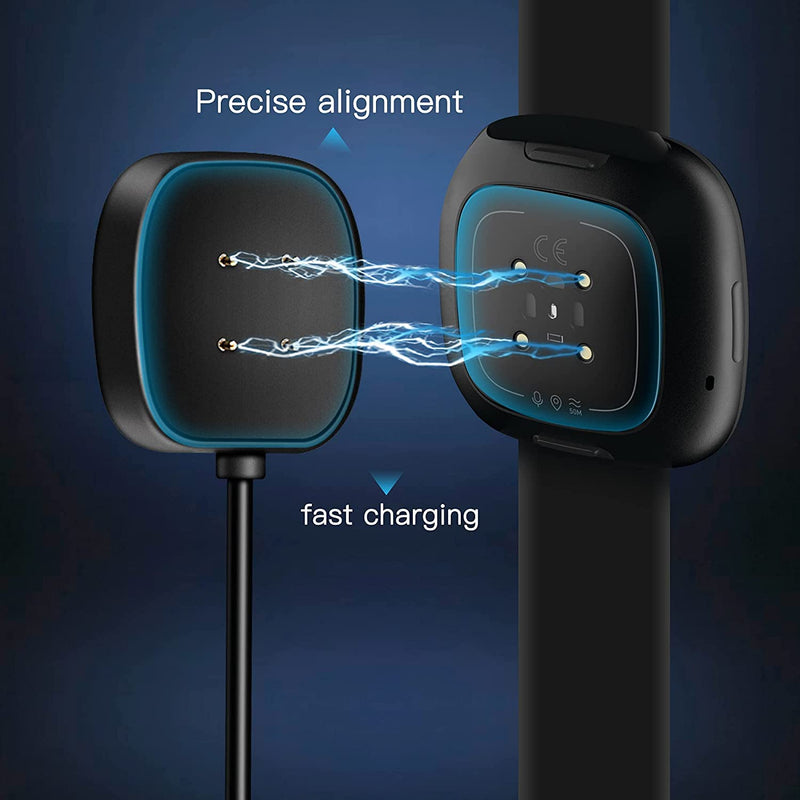 [Australia - AusPower] - [2-Pack] Charger Cable Compatible with Smart Watch Fitbit Sense/ Versa 3, Replacement USB Charging Cradle Dock Stand Cable (3.3 ft/1.0ft) 3.3 ft/1.0 ft 