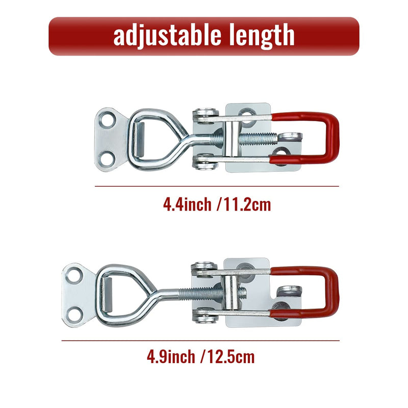 [Australia - AusPower] - 2 PCS Heavy Duty Toggle Clamp Latch 4002 Adjustable Latch Hardware, 551Lbs Holding Capacity, Quick Release Pull Latch Clamp for Box Case Trunk, Industrial EquiIpment, Smoker Door and More (4.9inch) 4.9inch 