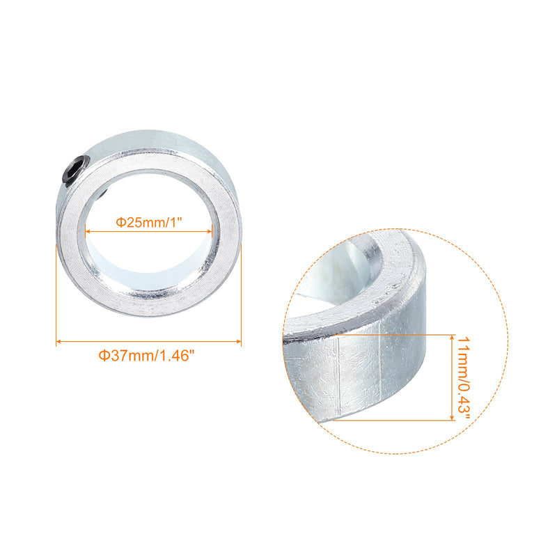 [Australia - AusPower] - MECCANIXITY Shaft Collar 1" Bore Zinc Plated Carbon Steel Set Screw Style Clamping Collars Silver Tone 2 Pack 1 Inch 