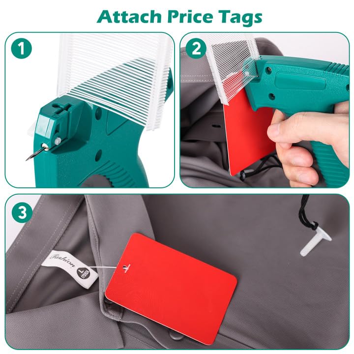 BS ONE 2-in-1 Stitch Tagging Gun for Clothing,Stitch Gun & Retail Price Tag Attacher Gun for Clothes with 6 Needles & 1000pcs 0.2" & 1000pcs 2" Barbs Fasteners Tag Gun + 1000*2" + 1000*0.2" Fasteners