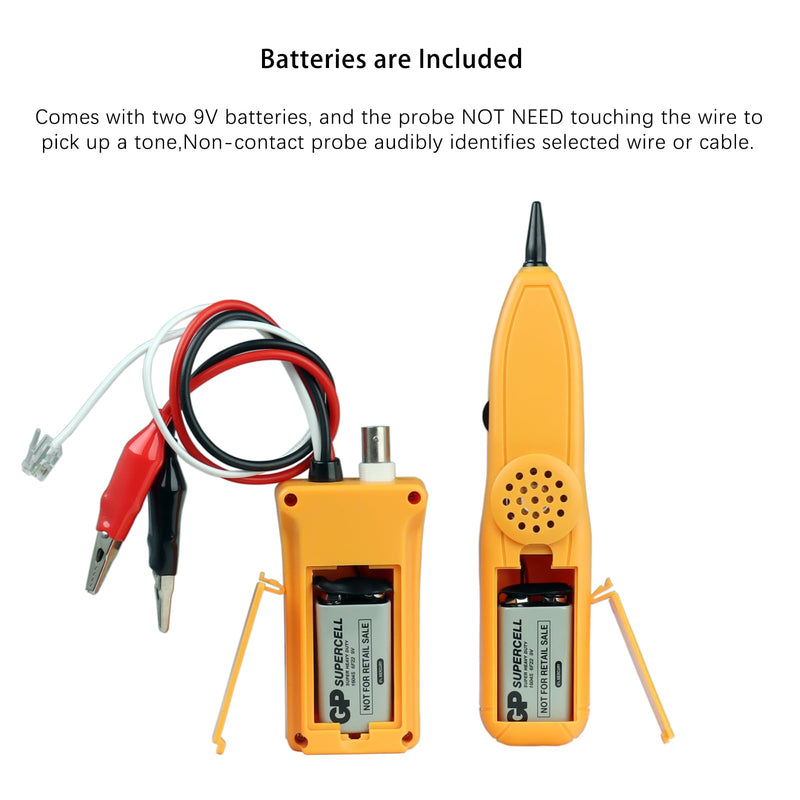 [Australia - AusPower] - Cable Tracker coaxial Wire Tracer Finder Tone Generator and Probe Tools Kit Continuity Tester Detector for Ethernet, Telephone, Speaker, Coax, Video, and Data Cables,RJ11,RJ12 