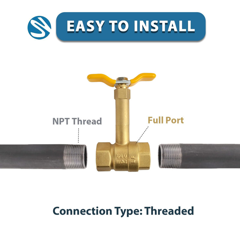 Brass Long Bonnet Ball Valve, Lead-Free, NPT Thread Connection (3/4-Inch) 0.75 Inch