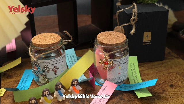 Bible Verse Jar, Yelsky Christian Faith Gift, Religious Prayer Card Gifts for Women, Prayer Jar With a Gift Box as Holiday Present for Parents, Women, Sisters and Family (with Ruby Accessories) Ruby Bible Jar