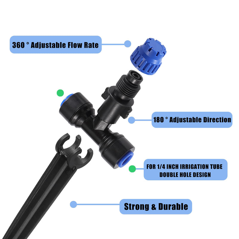[Australia - AusPower] - Drip Irrigation Emitters,with Adjustable 360 Degree Water Flow Drippers Emitters Push-to-Fit for 1/4 inch Tubing Garden Drippers Emitters for House Garden Watering System(12pcs- Drip) 12pcs- Drip 