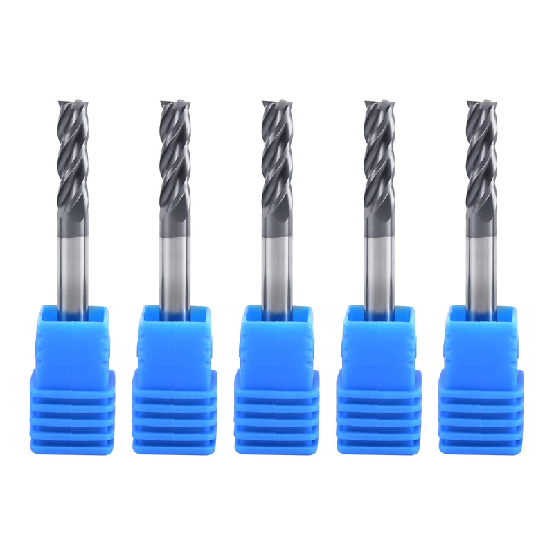 [Australia - AusPower] - ISB 1/8'' Carbide Square End Mill Set, 4 Flute Micro Grain Carbide Mill Bits for Alloy Steels/Hardened Steels/Aluminum/Copper, 5 Pcs 1/8 in 