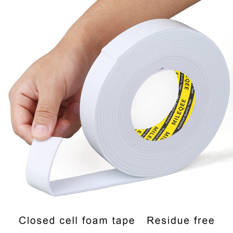 Single-Sided Adhesive Foam Tape EVA White, Multipurpose Sponge Sealing Strip Window Door Insulation Table Edge Protector Wall Bumper Guards, 3.15in x 16.4FT 3.15 Inchx 16.4FT