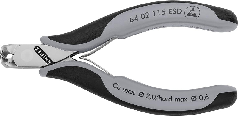 KNIPEX ESD 64 02 115 ESD Electronic End Cutting Pliers | With multi-component sleeves 115 mm Without facet 130 mm
