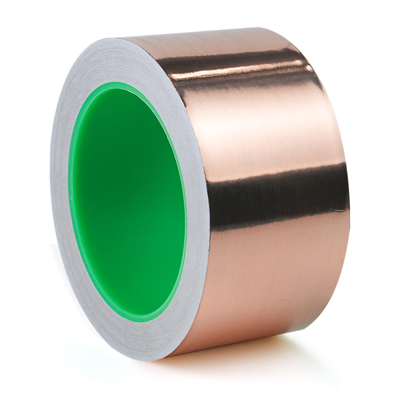 BOMEI PACK 2inch x 49ft Copper Foil Tape with Conductive Adhesive for Guitar and EMI Shielding, Crafts, Soldering, Stained Glass, Electrical Repairs, Grounding 1 Pack 2 inch x 49 ft