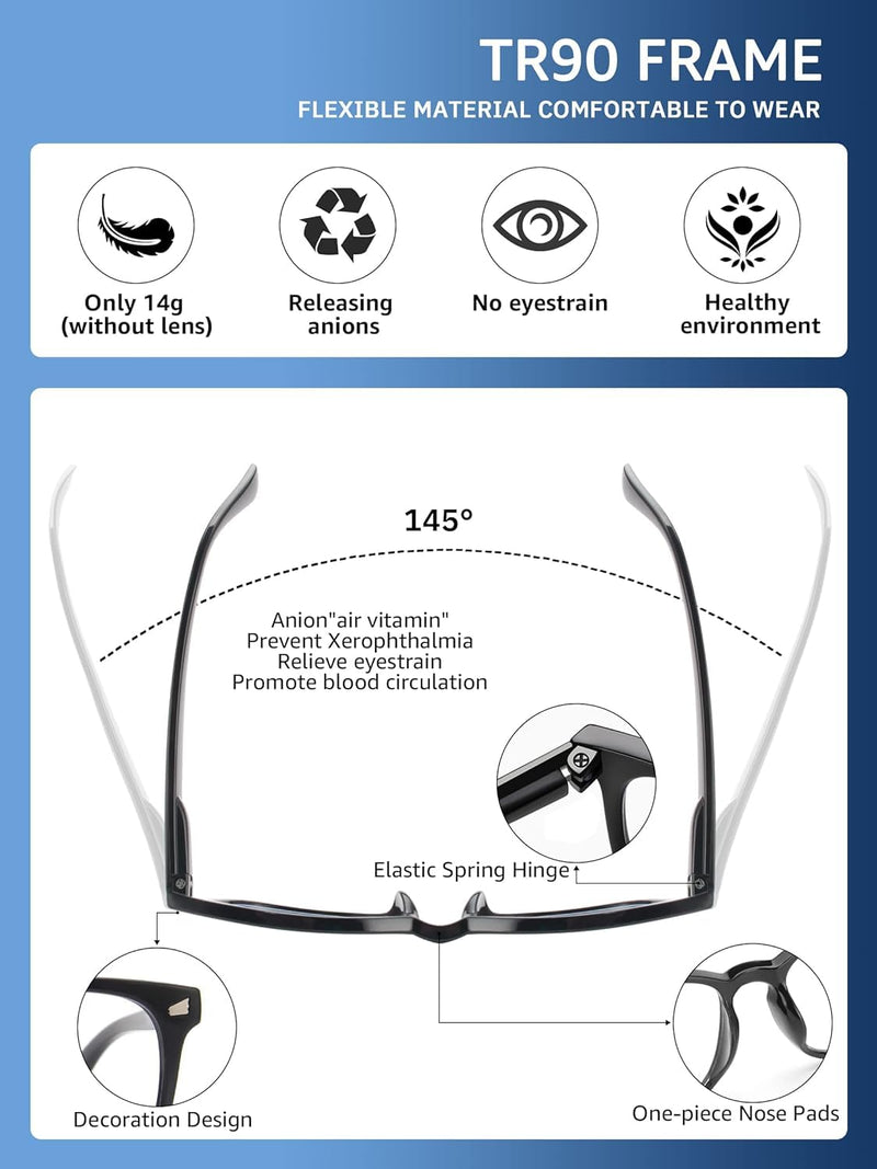 [Australia - AusPower] - 5 Pack Reading Glasses Blue Light Blocking Women/Men, Anti UV Ray/Glare Readers Fashion Eyeglasses with Spring Hinge *C1 Mix 1.5 x 