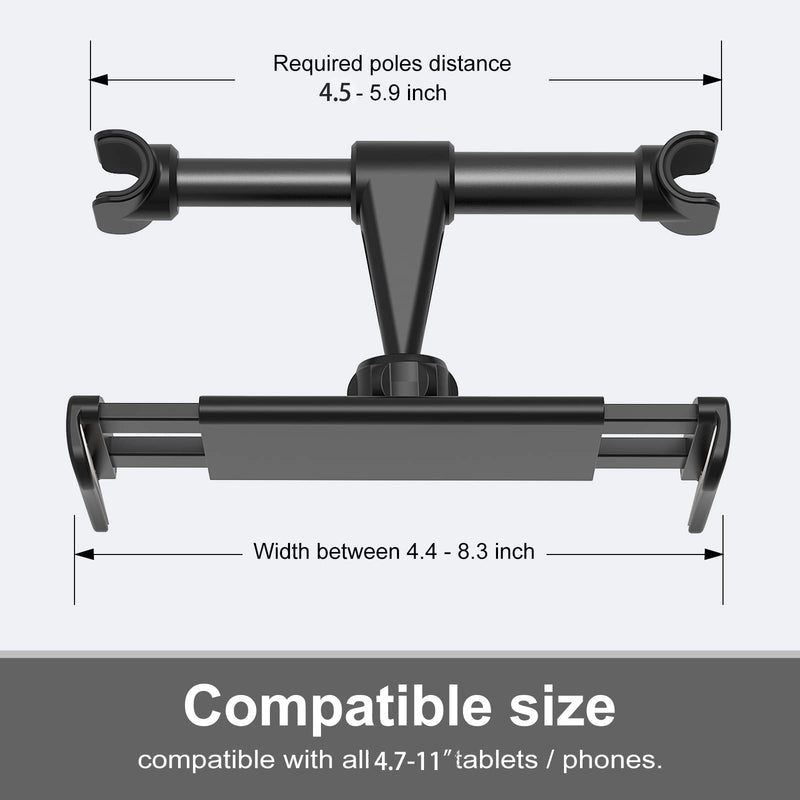 [Australia - AusPower] - Car Headrest Backseat Mount,Phone/Tablet Car Mount, Adjustable Devices Holder for 4-11 inch Tabltes/Phones, Compatible for iPhone 14 13 12 11 Pro Max, S22,S21, iPad Air,Tabs Black 