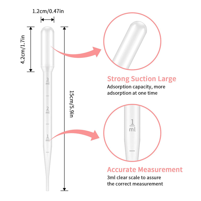 [Australia - AusPower] - G2PLUS 100PCS 3ml Disposable Plastic Essential Oils Graduated Transfer Pipettes for Science Laboratory, Experiment, Essential Oils, Make up Tool 100pcs-3ml 