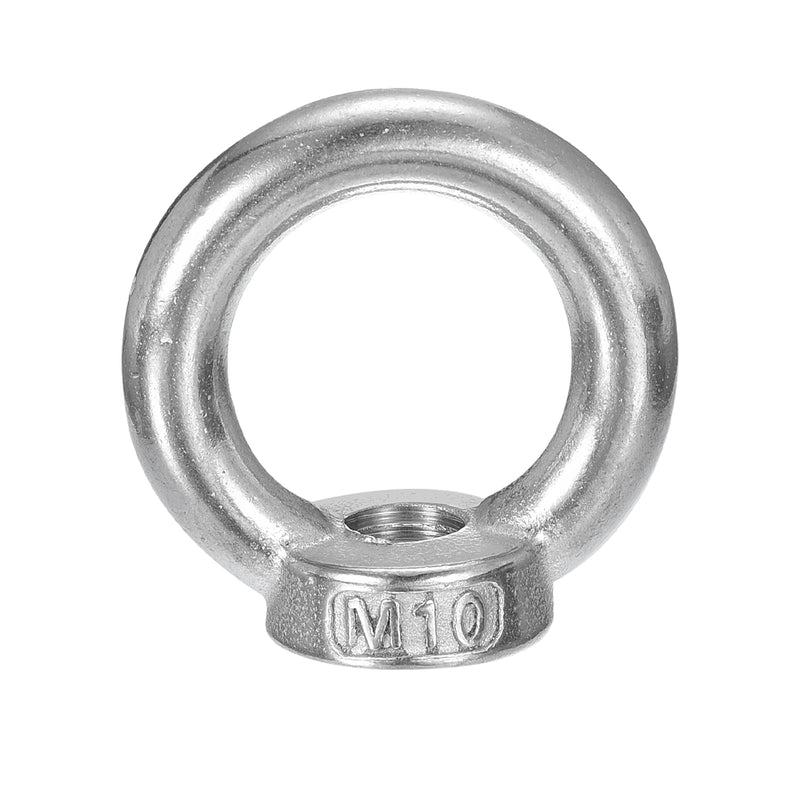 [Australia - AusPower] - uxcell M10-1.5x42mm Lifting Eye Nuts, 10 Pcs 304 Stainless Steel Round Ring Shape Female Threaded Nut Fastener for Home Repairs Rope Fitting 