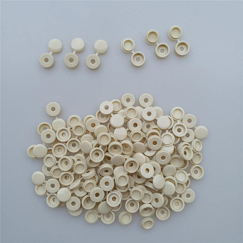 [Australia - AusPower] - LEIPUPA 100Pcs Durable Plastic Hinged Screw Cover Fold Part For Car Home Decor - Beige, 4.1mm 