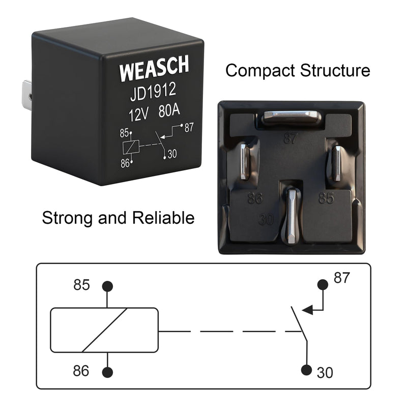 [Australia - AusPower] - 12V 3 Way Pre-Wired Fuse Relay Box, 4-Pin 80A Relay Block and Kit, 3 Relays and 3 ATC/ATO Blade Fuses, for Cars Truck Jeep 80A 3 Relay 3 Fuses 